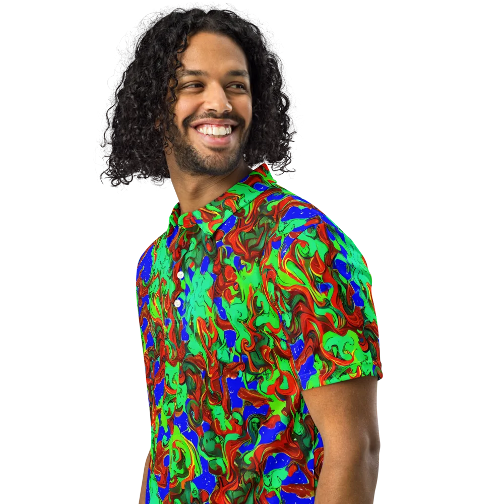 Ember Aquarium on Men's Slim Fit Polo Shirt — Left Front