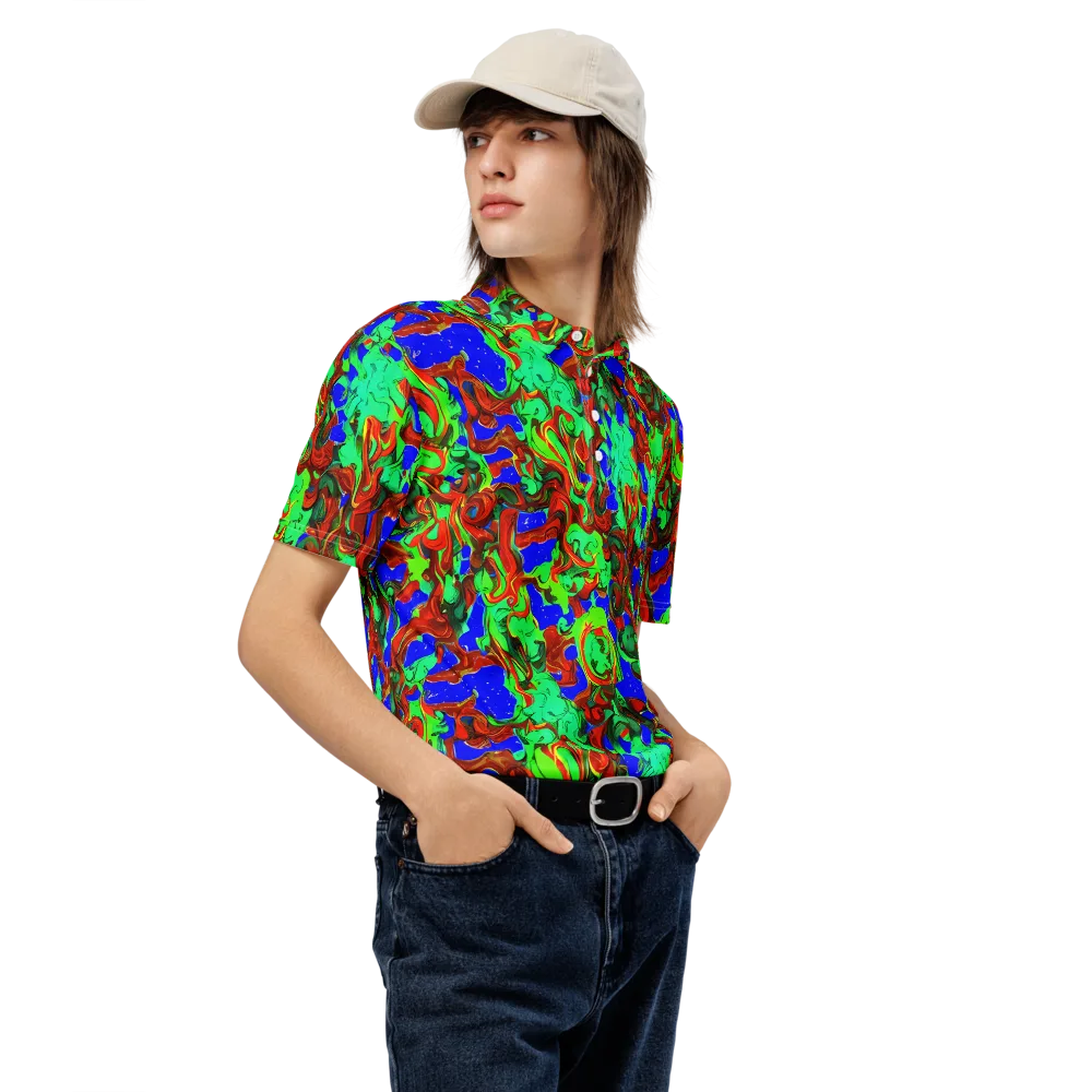Ember Aquarium on Men's Slim Fit Polo Shirt — Right Front
