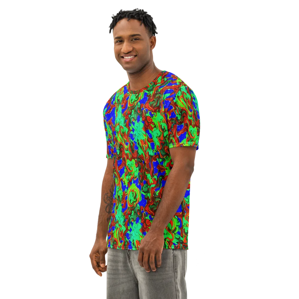 Ember Aquarium on Men's Cotton Crew Neck T-Shirt — Left Front