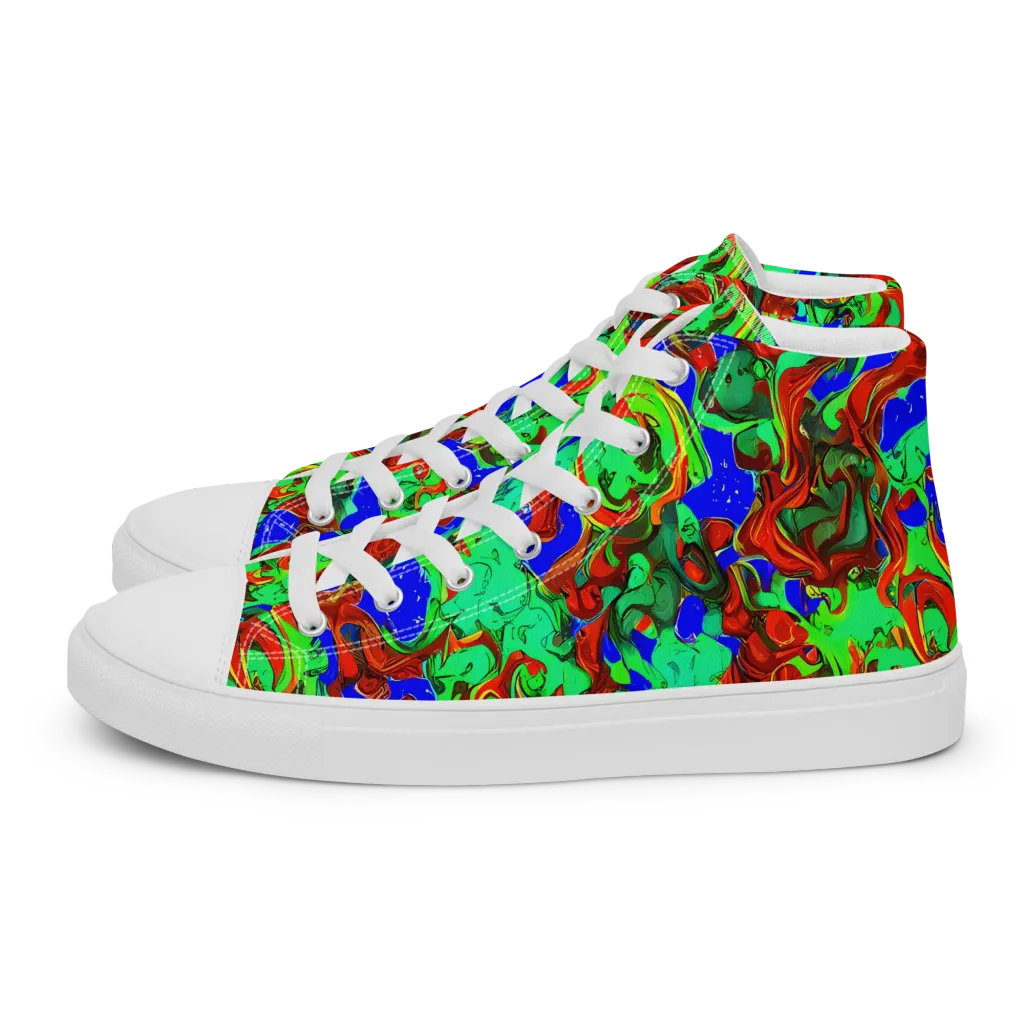 Ember Aquarium on Men's High Top Canvas Shoes — Left