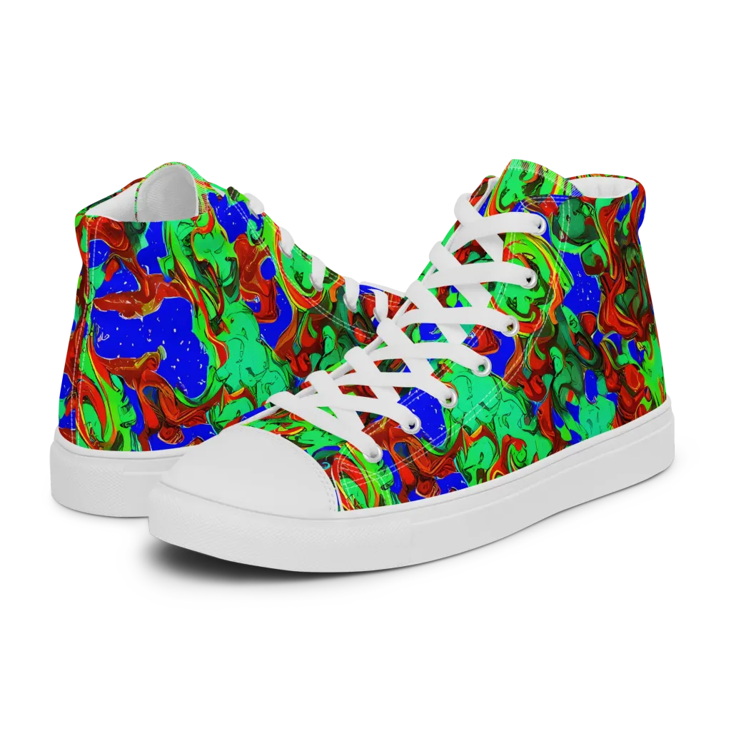 Ember Aquarium on Men's High Top Canvas Shoes — Left