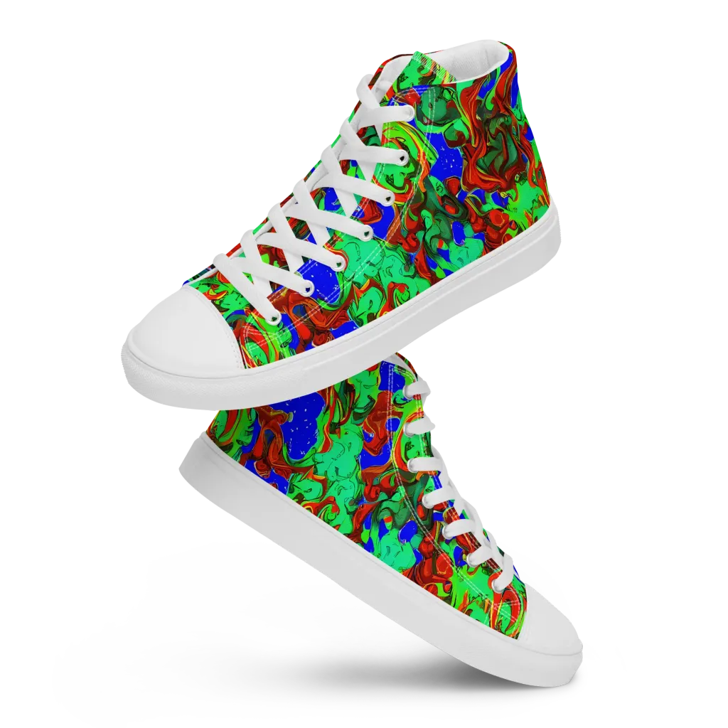 Ember Aquarium on Men's High Top Canvas Shoes — Front