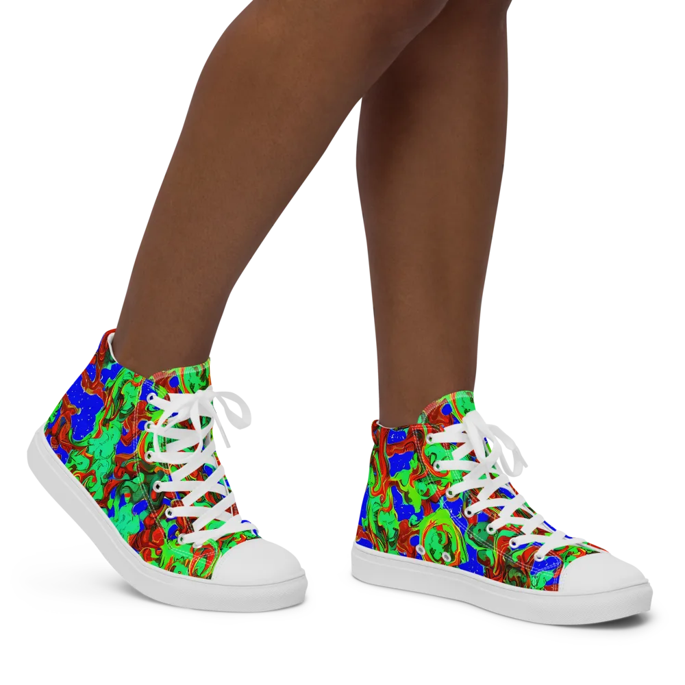 Ember Aquarium on Women's High Top Canvas Shoes — Right