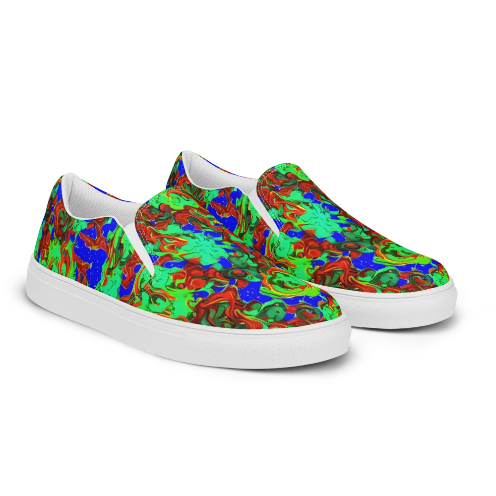 Ember Aquarium on Men's Slip-On Canvas Shoes — Right Front