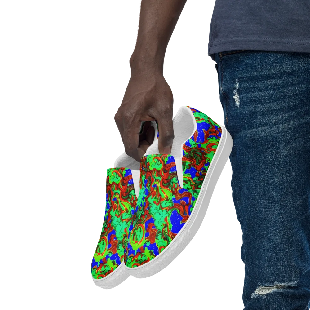 Ember Aquarium on Men's Slip-On Canvas Shoes — Left Front