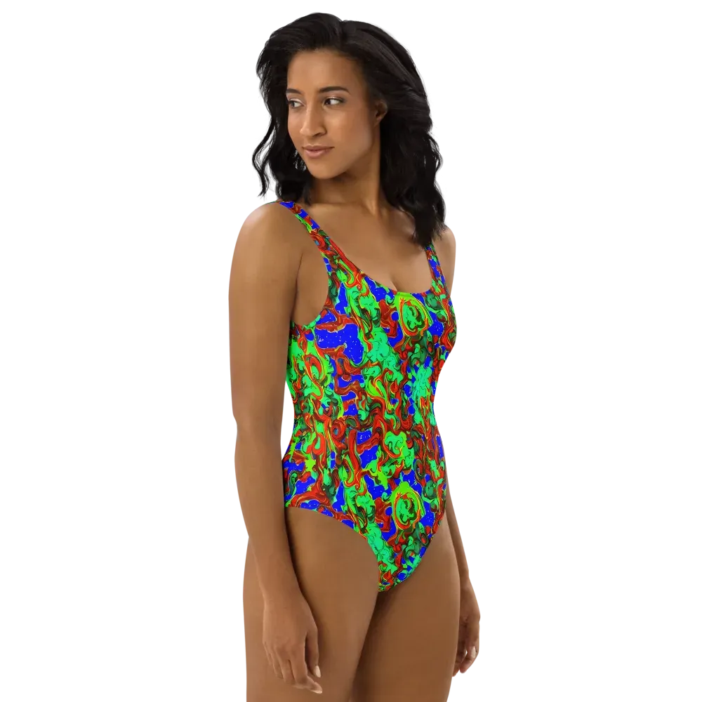 Ember Aquarium on One-Piece Swimsuit — Right