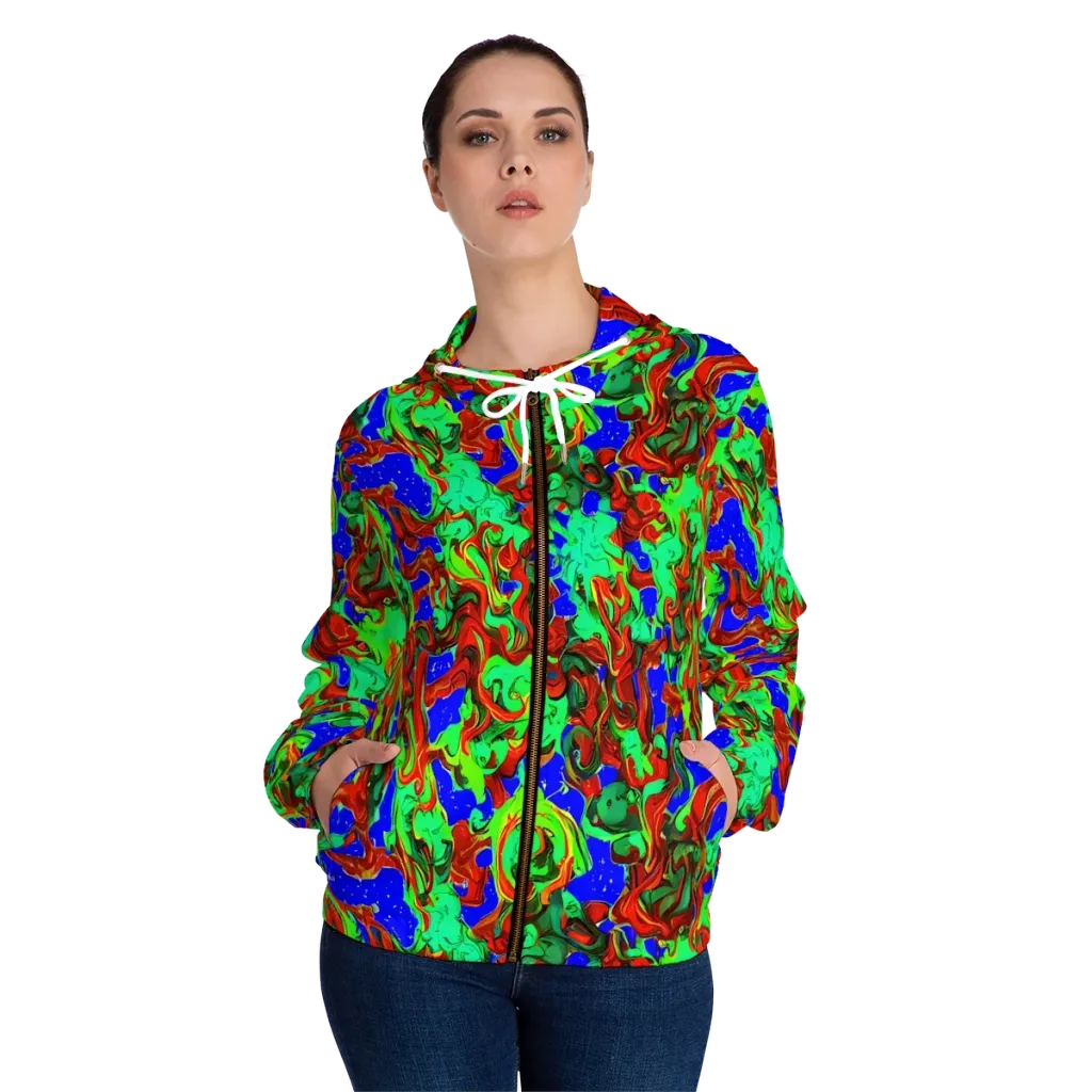 Ember Aquarium on Women's Full-Zip Hoodie — Front On Person