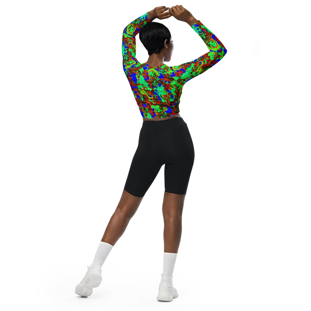 Ember Aquarium on Long Sleeve Crop Top — Back