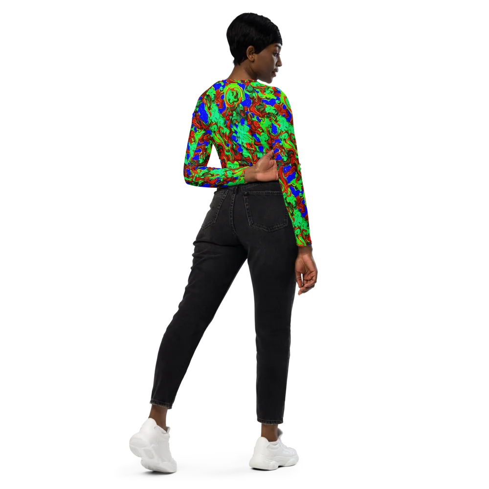 Ember Aquarium on Long Sleeve Crop Top — Right Back