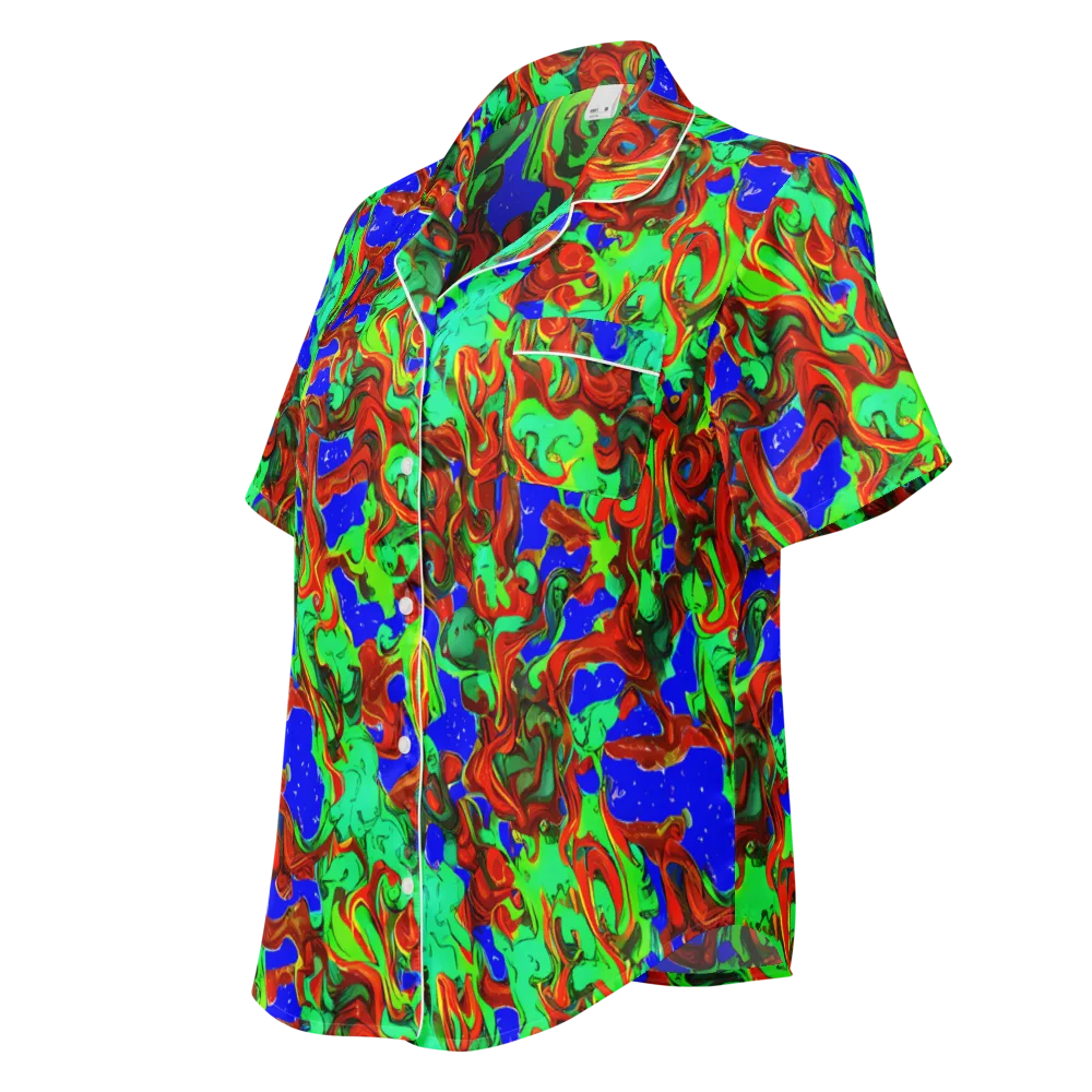 Ember Aquarium on Women's Short Sleeve Pajama Top — Left Front