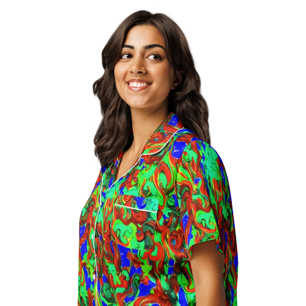 Ember Aquarium on Women's Short Sleeve Pajama Top — Left Front
