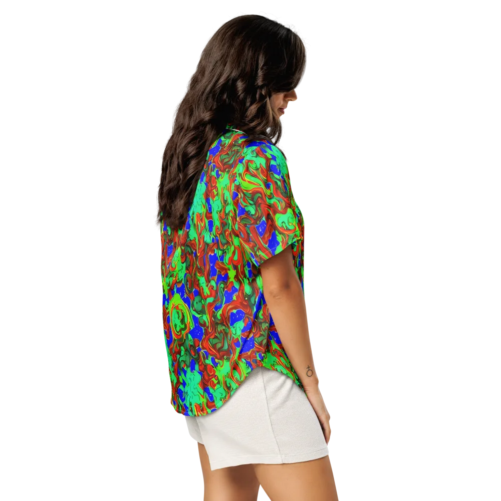 Ember Aquarium on Women's Short Sleeve Pajama Top — Right Back