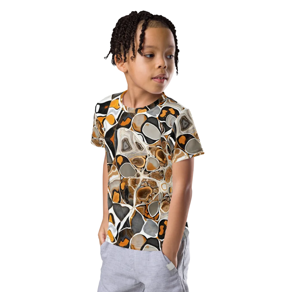 Molten Agate on Kids Crew Neck T-Shirt — Left Front