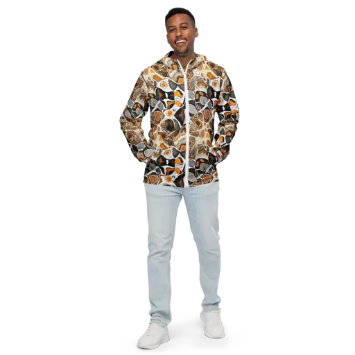 Molten Agate on a Men's Windbreaker