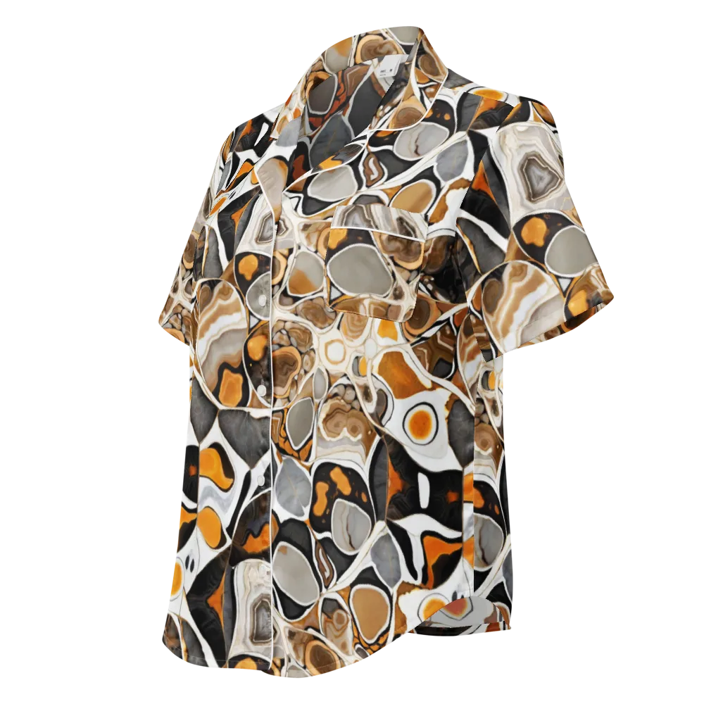 Molten Agate on Women's Short Sleeve Pajama Top — Left Front