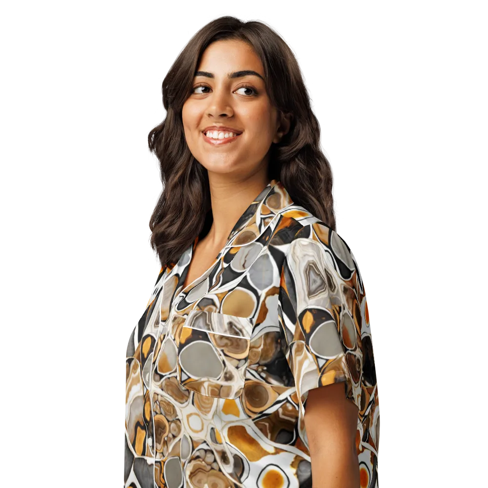 Molten Agate on Women's Short Sleeve Pajama Top — Left Front
