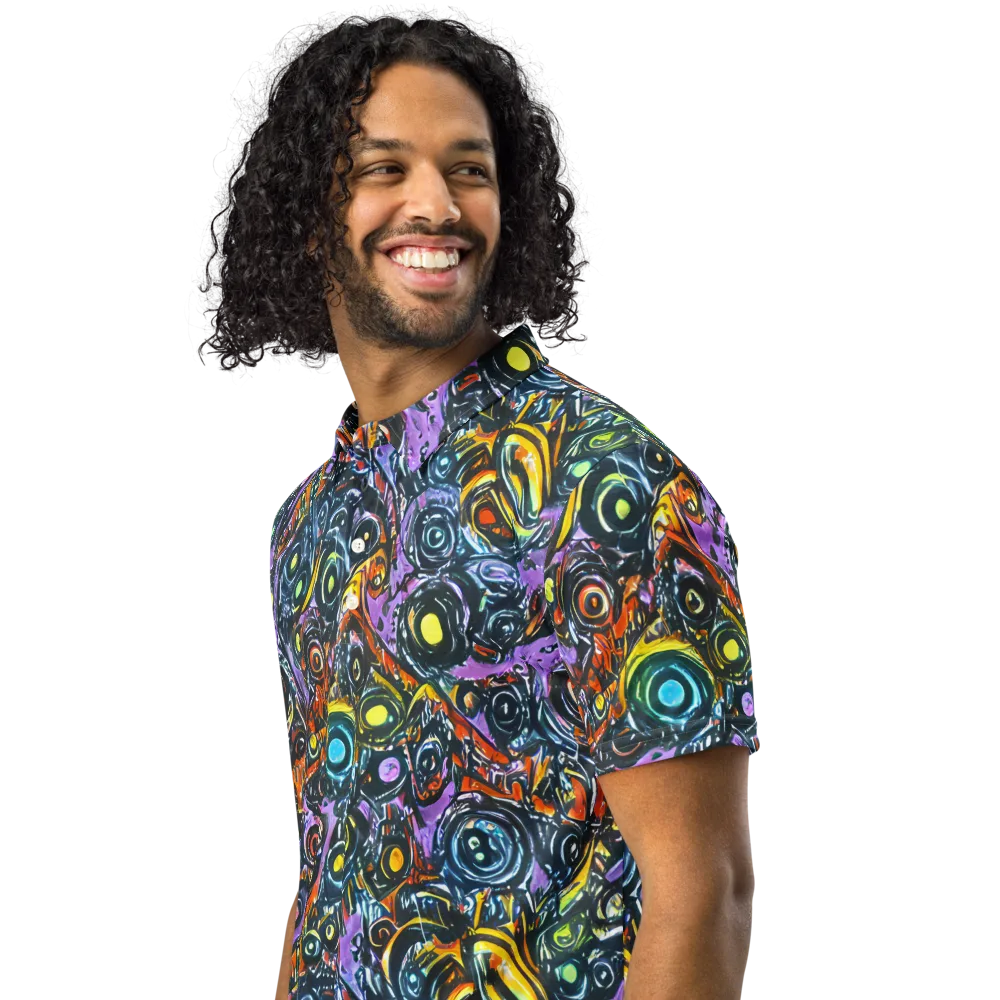 Luminous Static on Men's Slim Fit Polo Shirt — Left Front