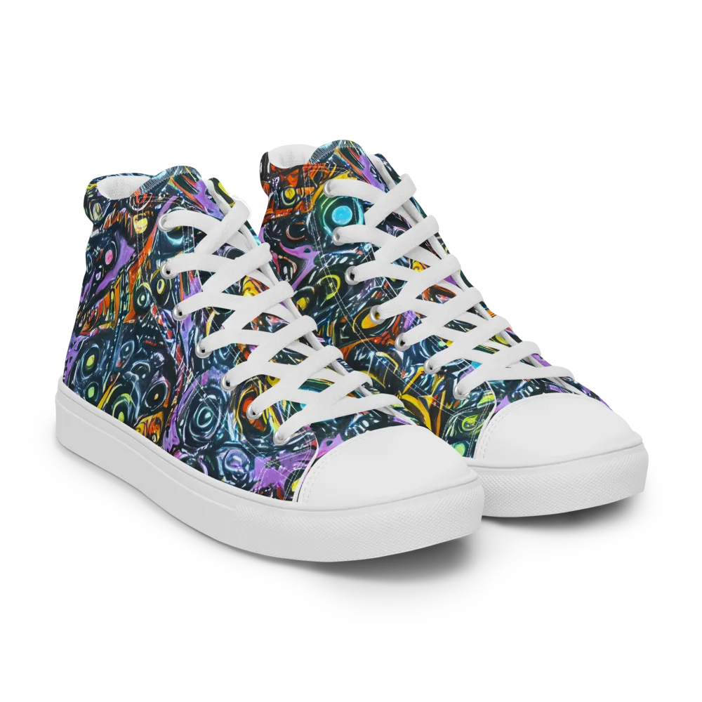 Luminous Static on Men's High Top Canvas Shoes — Right Front