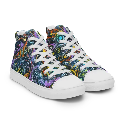 Luminous Static on a Men's High Top Canvas Shoes