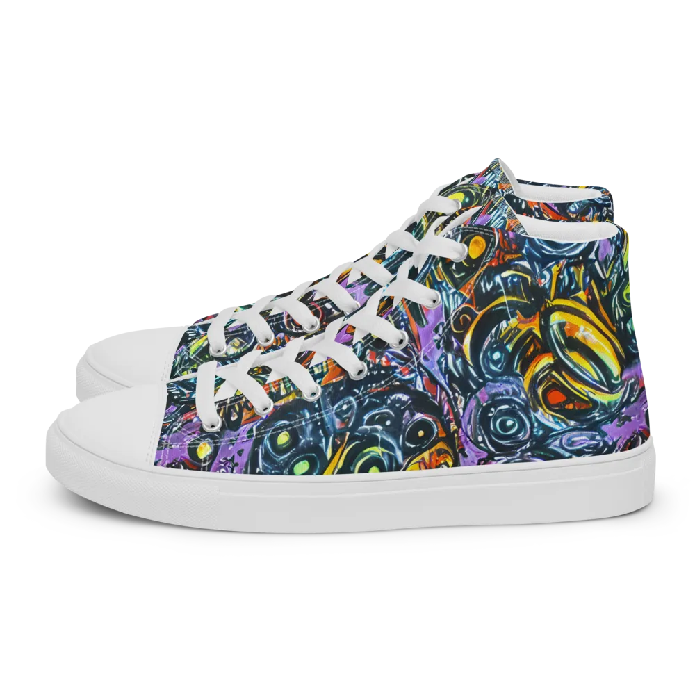Luminous Static on Men's High Top Canvas Shoes — Left