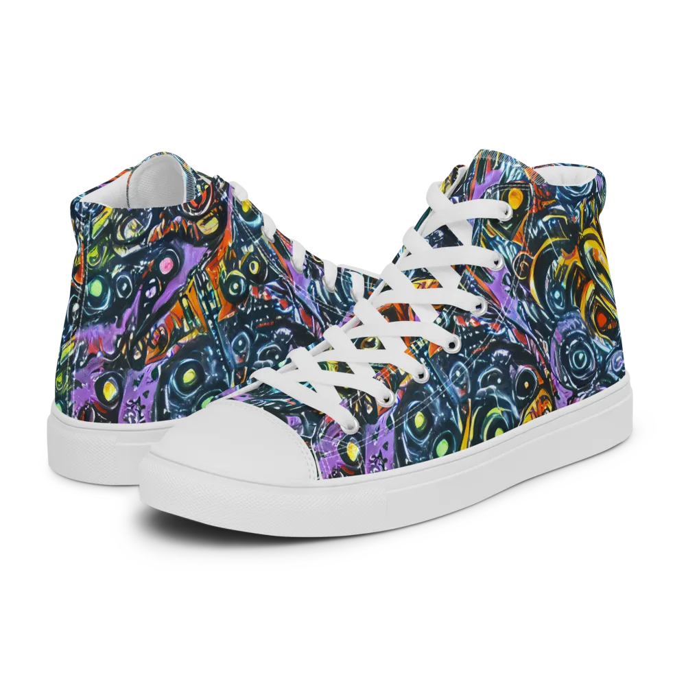 Luminous Static on Men's High Top Canvas Shoes — Left