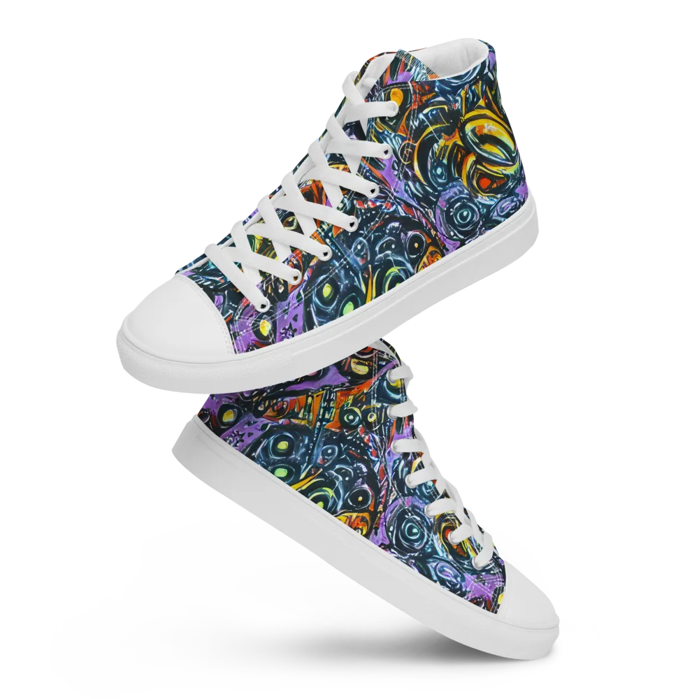 Luminous Static on Men's High Top Canvas Shoes — Front