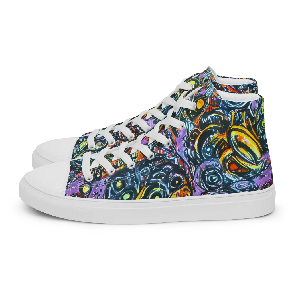 Luminous Static on Women's High Top Canvas Shoes — Left
