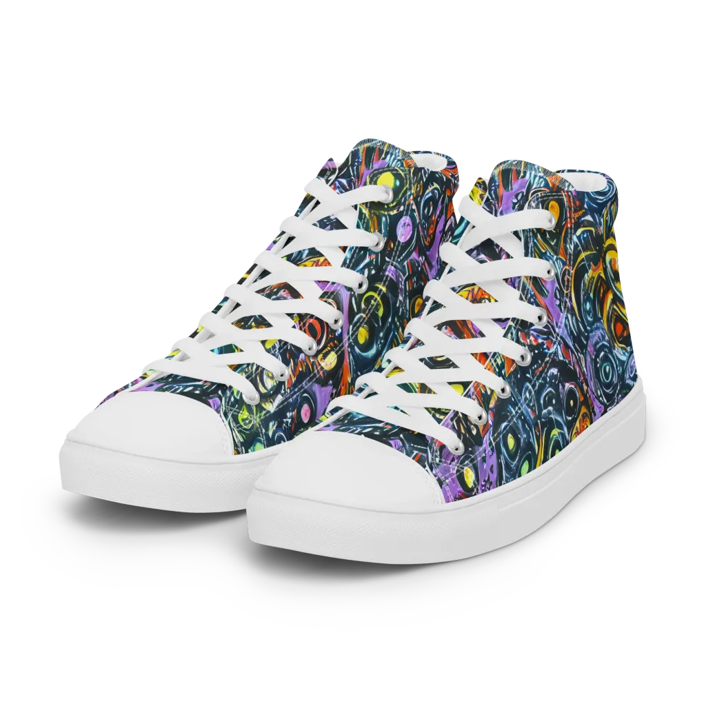 Luminous Static on Women's High Top Canvas Shoes — Left Front