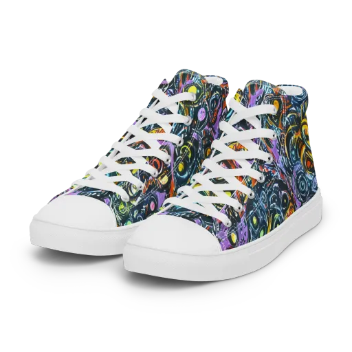 Luminous Static on a Women's High Top Canvas Shoes