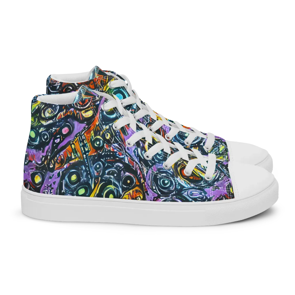 Luminous Static on Women's High Top Canvas Shoes — Right