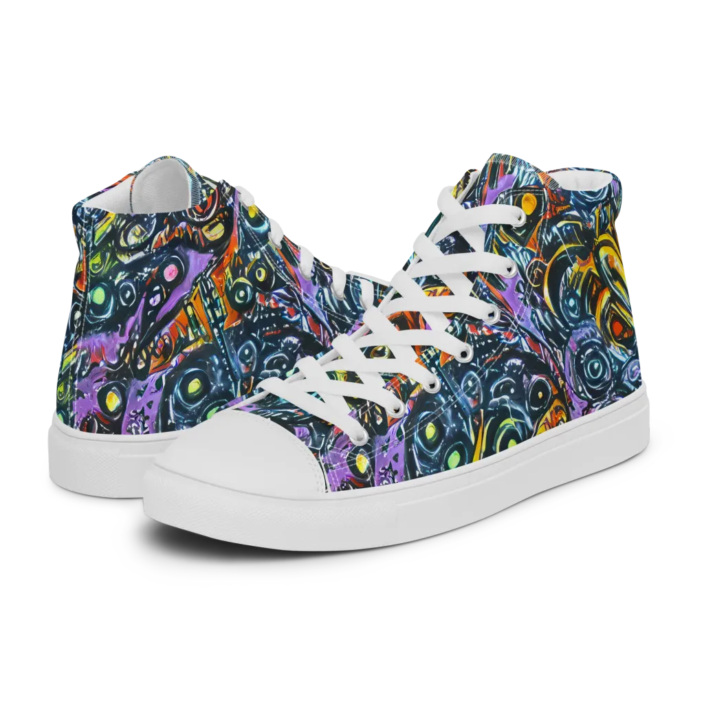 Luminous Static on Women's High Top Canvas Shoes — Left