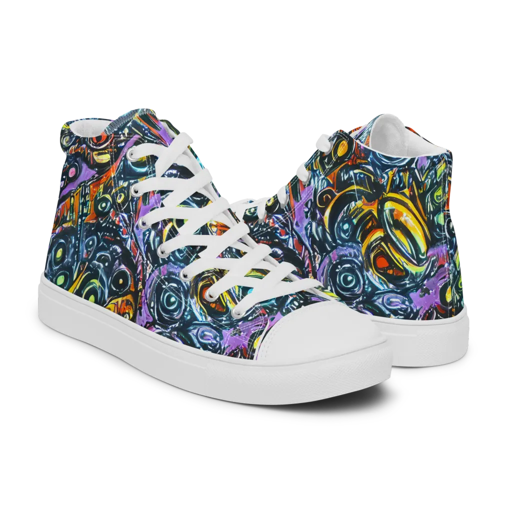 Luminous Static on Women's High Top Canvas Shoes — Right