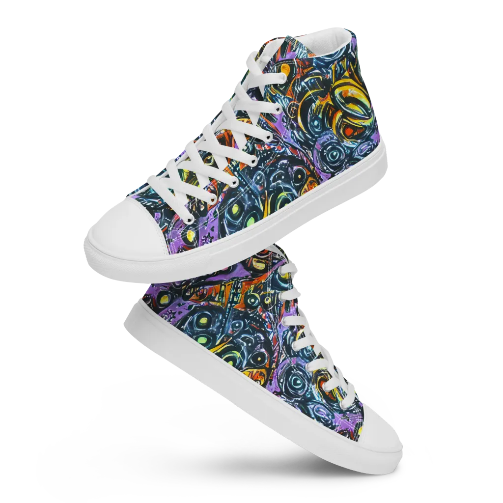 Luminous Static on Women's High Top Canvas Shoes — Front