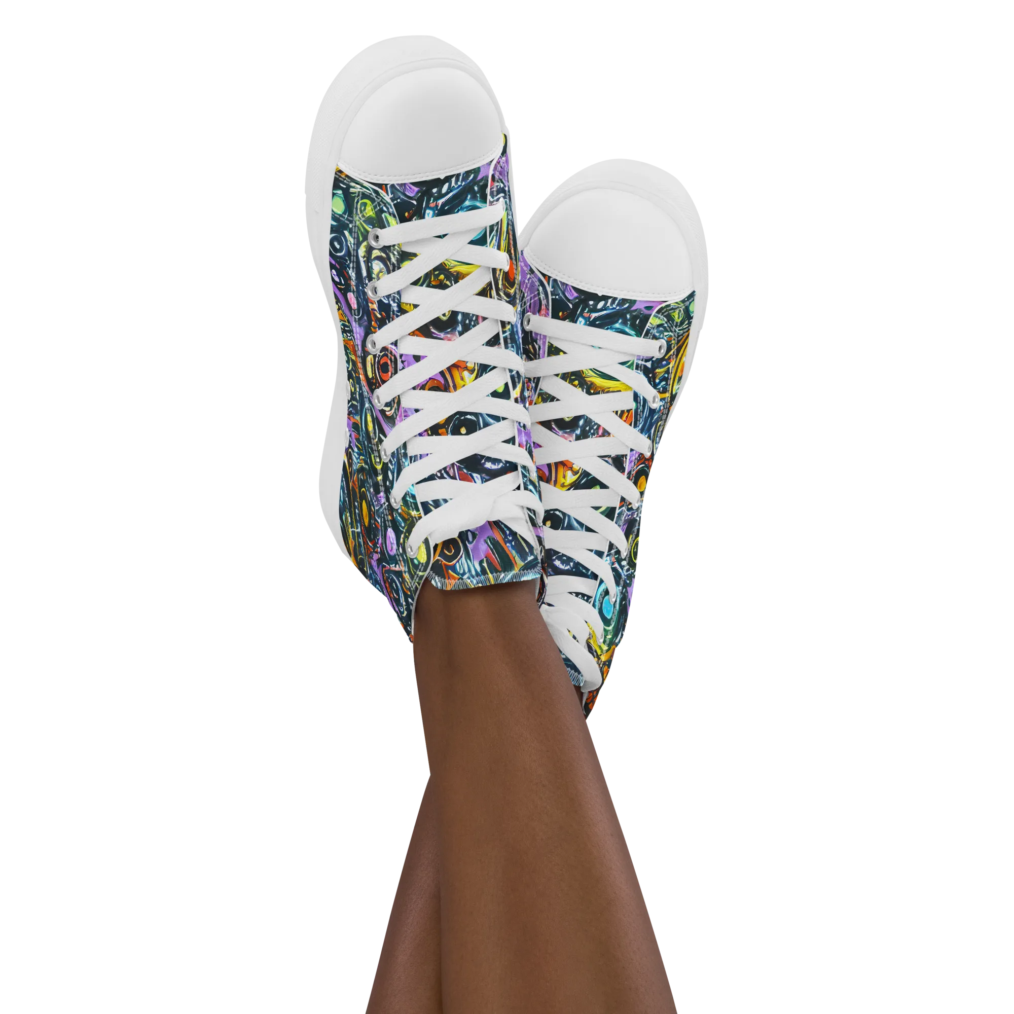 Luminous Static on Women's High Top Canvas Shoes — Front