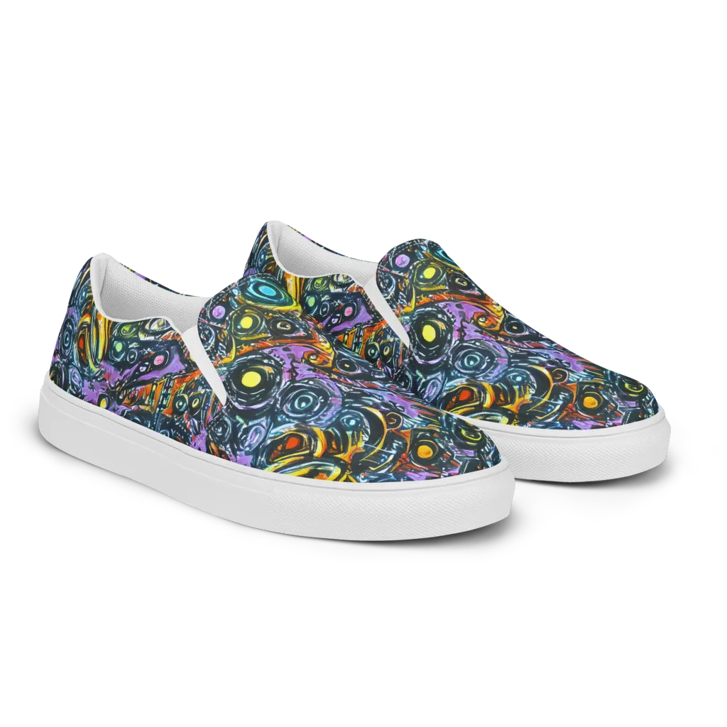 Luminous Static on Men's Slip-On Canvas Shoes — Right Front