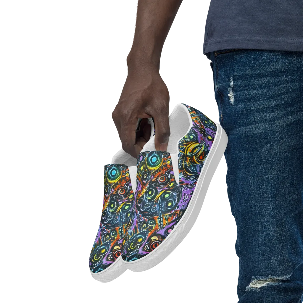 Luminous Static on Men's Slip-On Canvas Shoes — Left Front