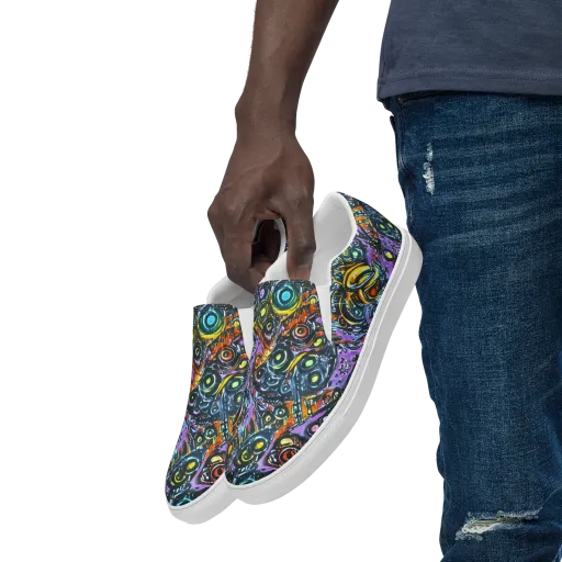 Luminous Static on a Men's Slip-On Canvas Shoes