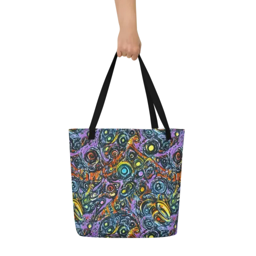 Luminous Static on a Large Tote Bag W/ Pocket
