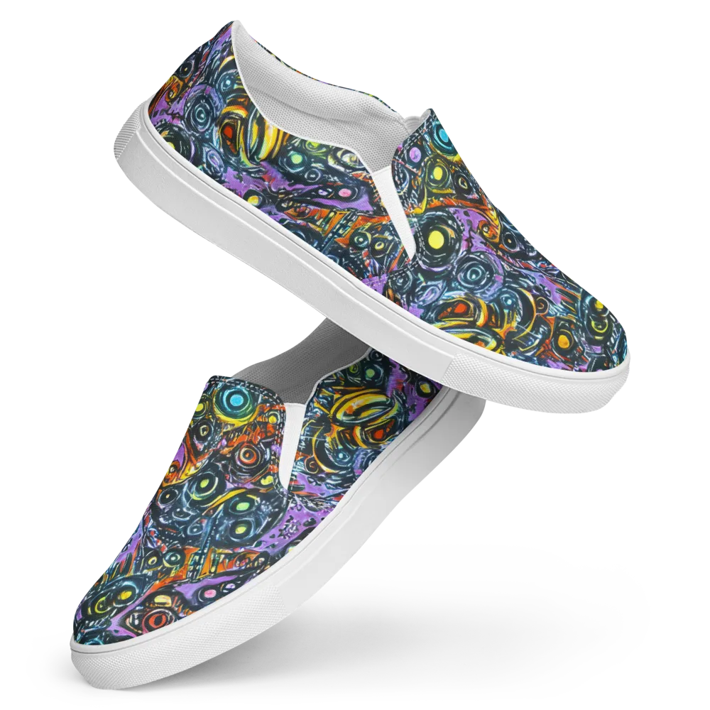 Luminous Static on Women's Slip-On Canvas Shoes — Front