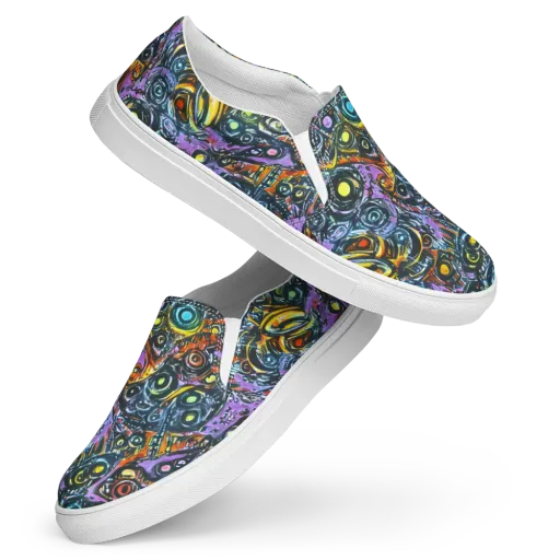 Luminous Static on a Women's Slip-On Canvas Shoes