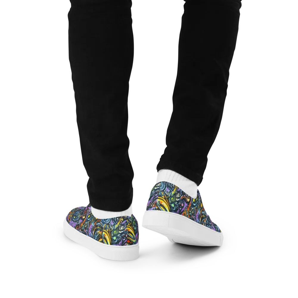 Luminous Static on Men's Lace-Up Canvas Shoes — Back