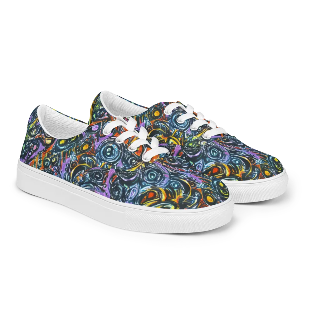 Luminous Static on Men's Lace-Up Canvas Shoes — Right Front