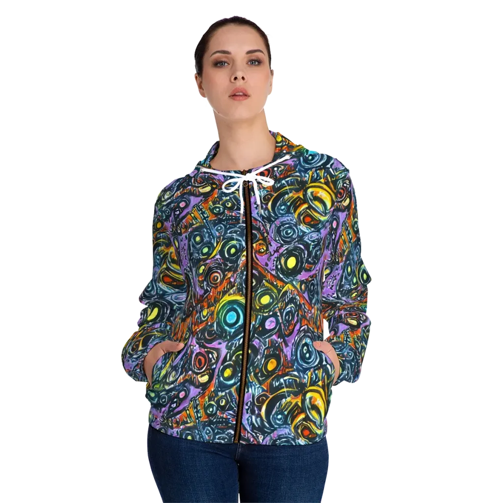 Luminous Static on Women's Full-Zip Hoodie — Front On Person