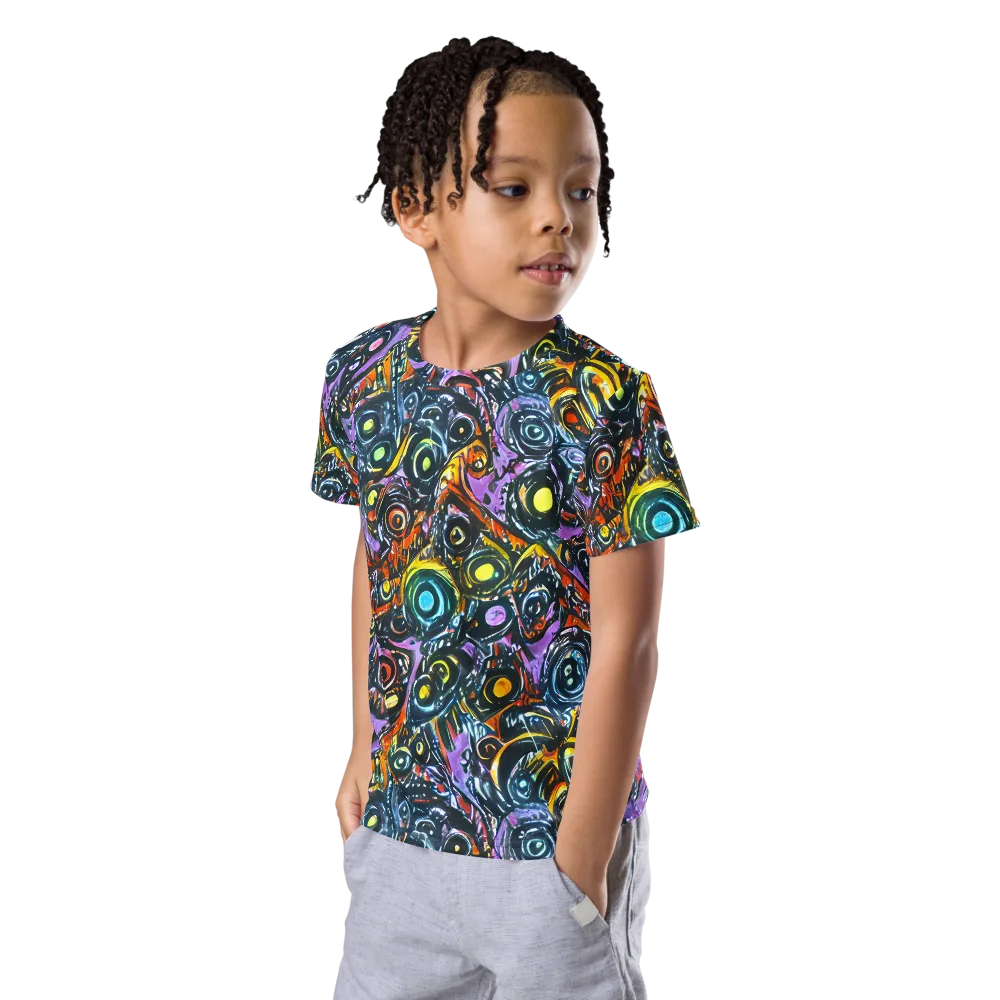 Luminous Static on Kids Crew Neck T-Shirt — Left Front