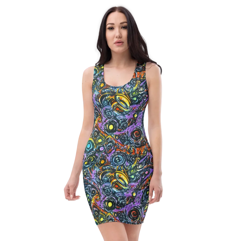 Luminous Static on Bodycon Dress — Front