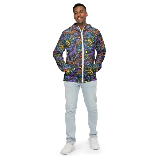 Luminous Static on a Men's Windbreaker