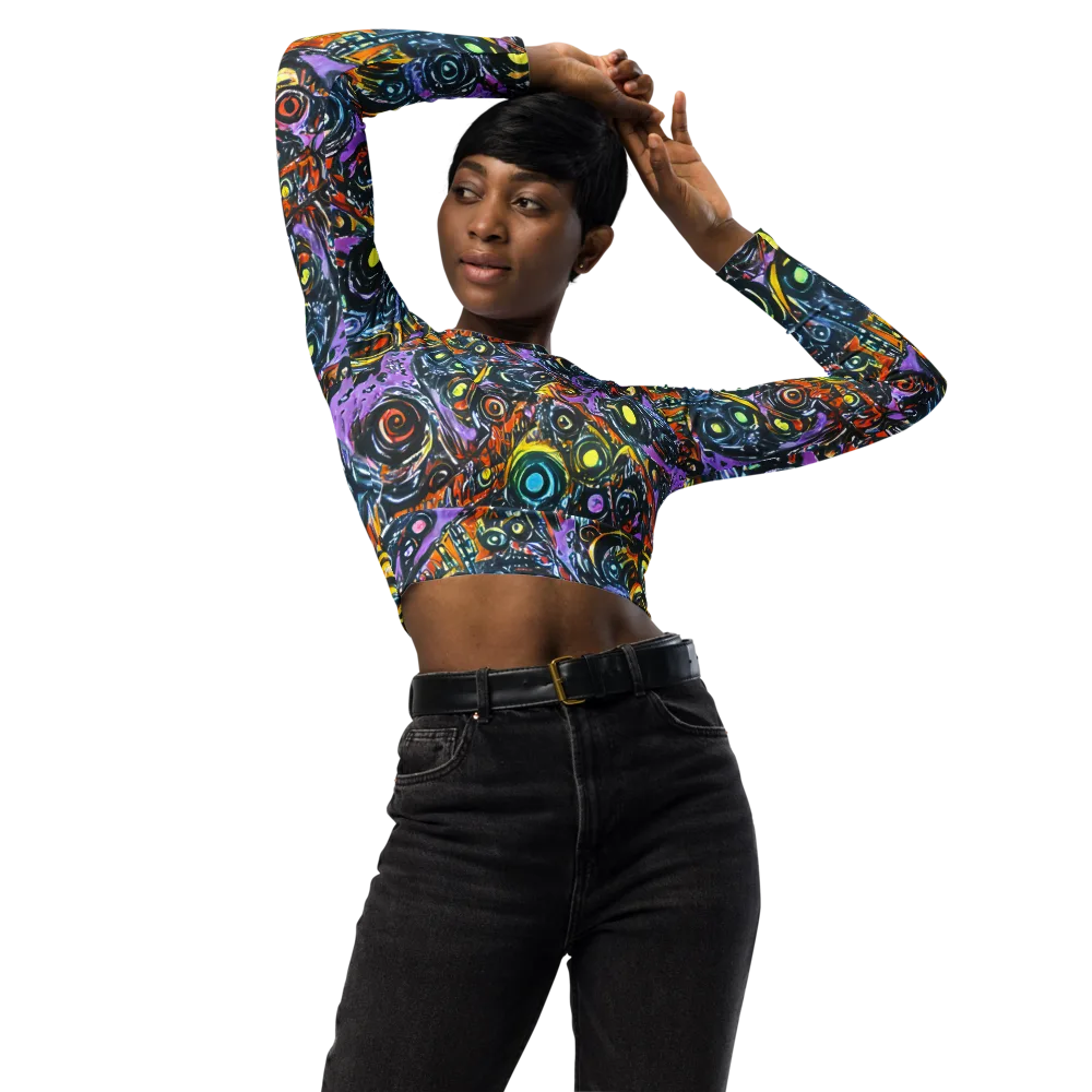 Luminous Static on Long Sleeve Crop Top — Front