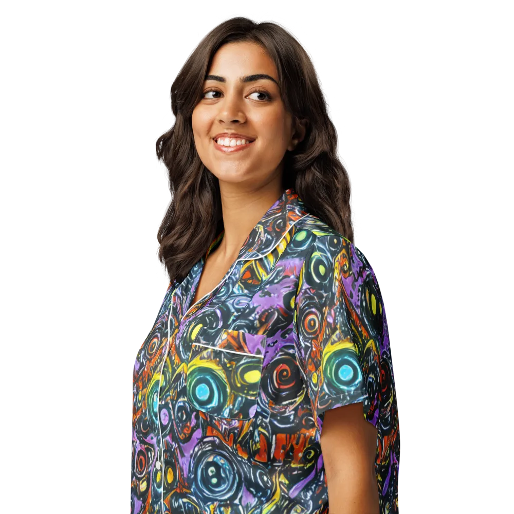 Luminous Static on Women's Short Sleeve Pajama Top — Left Front