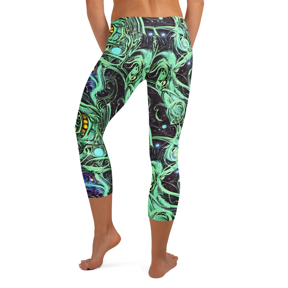 Mint Nebula on Capri Leggings — Back