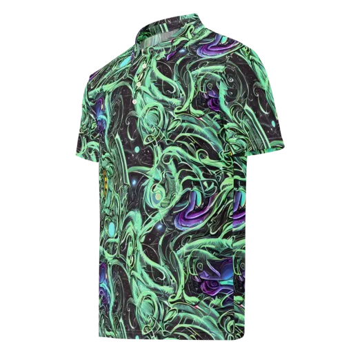 Mint Nebula on a Men's Slim Fit Polo Shirt